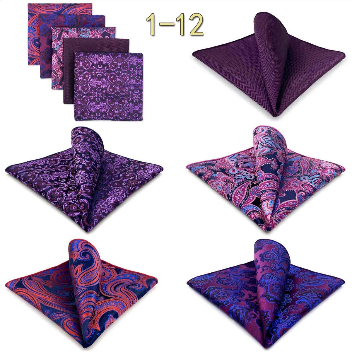 5 Pieces Mens Pocket Squares Wedding Handkerchiefs Set Fashion Formal Bundle Luxury Unique