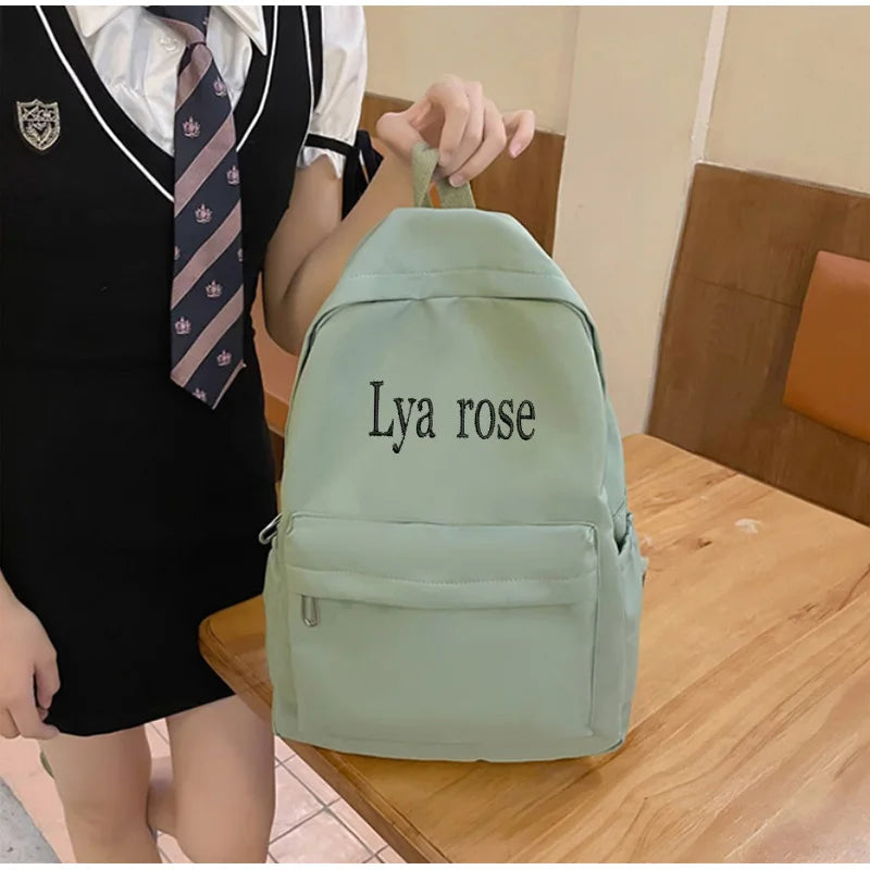 Customized New School Bags Personalized Name Embroidery Large Capacity Nylon Student Backpack Adult Children Travel Bags