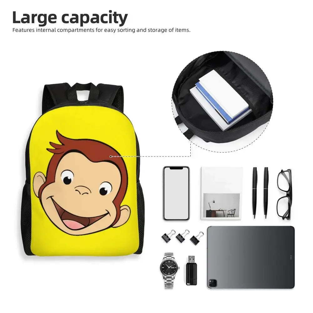 Customized Curious George Backpacks Women Men Casual Bookbag for School College Monkey Bags