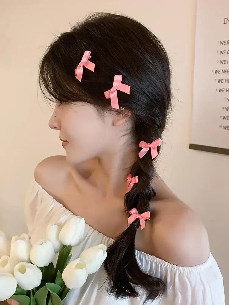 Ribbon Bow Hair Clip Sweet Bowknot Cute Korean Girls Female Hairpin Fashion Barrettes Lovely Headwear Hair Grip Bobby Pin