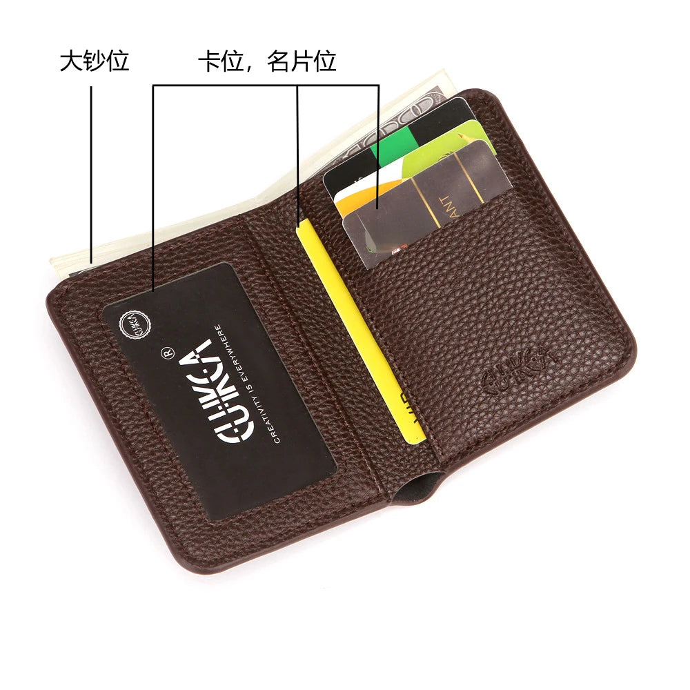 2022 New Ultra-thin Soft Wallet Pu Leather Lychee Grain Mini Credit Card Wallet Men's Card Case Men's Short Bill Card Case