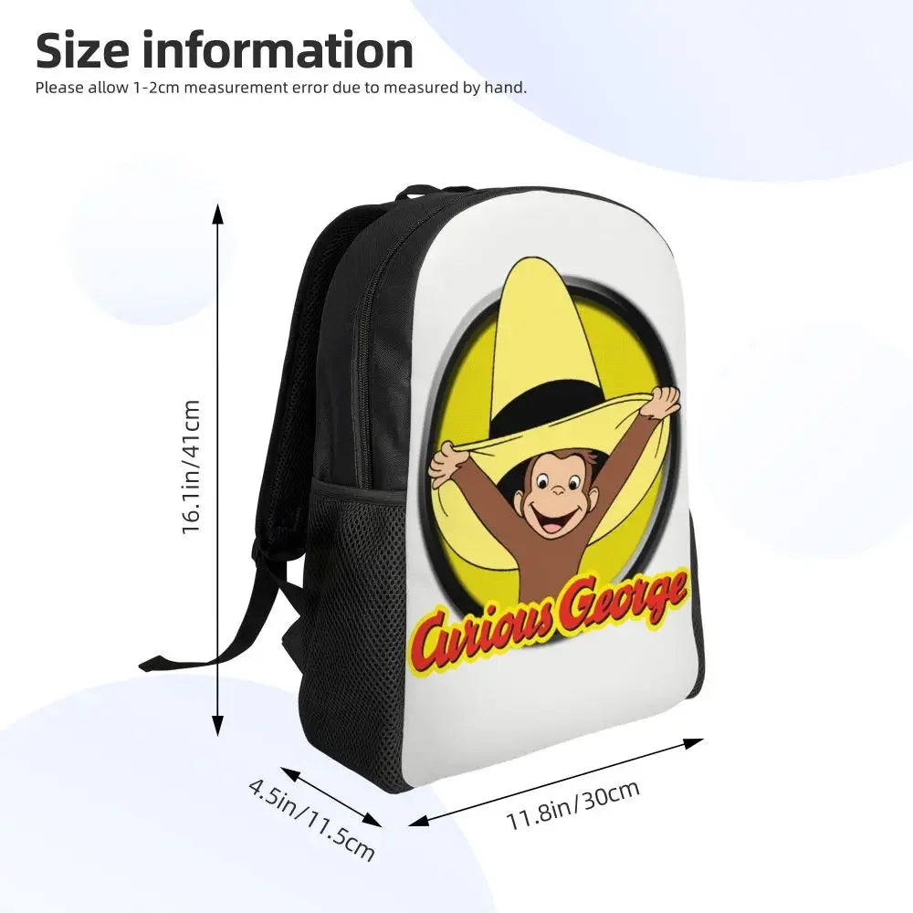 Customized Curious George Backpacks Women Men Casual Bookbag for School College Monkey Bags