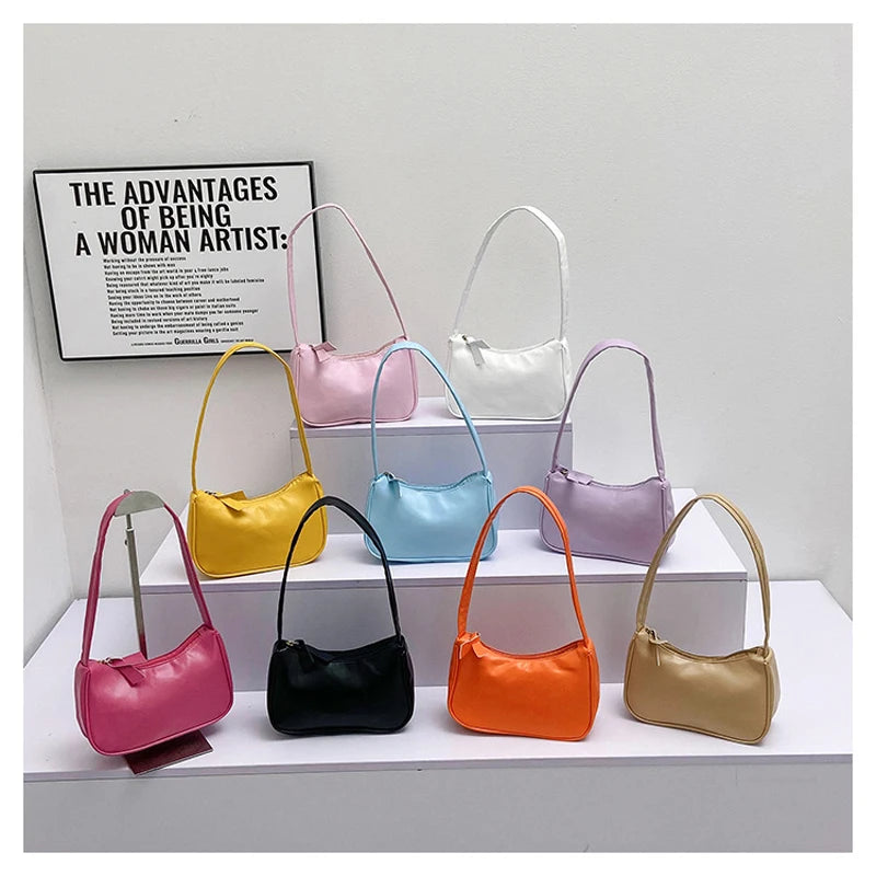 New 2024 Fashion Retro PU Leather Women Handbag Vintage Top-Handle Shoulder Bag Female Small Subaxillary Bag