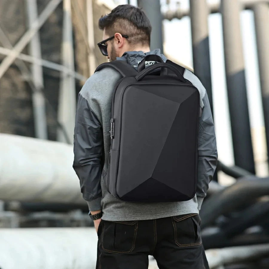 Men's 15.6 inch Laptop Backpack Expandable Travel Bag Waterproof Anti-theft Business Backpack USB Charging ABS Hard Shell Bag