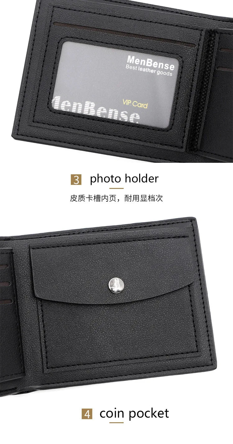 Free Name Engraving Men Wallets New Short Zipper Card Holder Quality Male Purse Simple Slim Coin Pocket PU Leather Men's Wallet