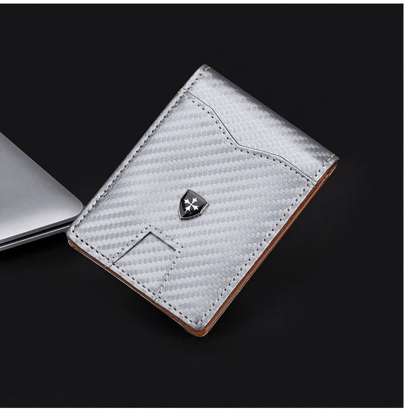 Minimalist men's wallet card bag new baellerry RFID anti-theft brush double fold cross leather card wallet  credit card holder