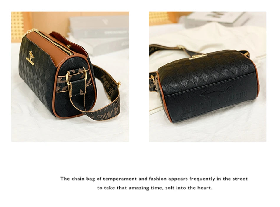 New Luxury High Quality Women Messenger Bag Famous Designer Lady Shoulder Bags Fashionable Checkered Trendy Crossbody Sac A Main