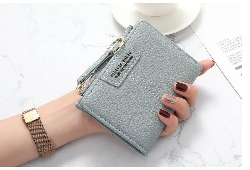 New Yellow Women Wallet Soft PU Leather Female Purse Mini Hasp Card Holder Coin Short Wallets Slim Small Purse Zipper Keychain