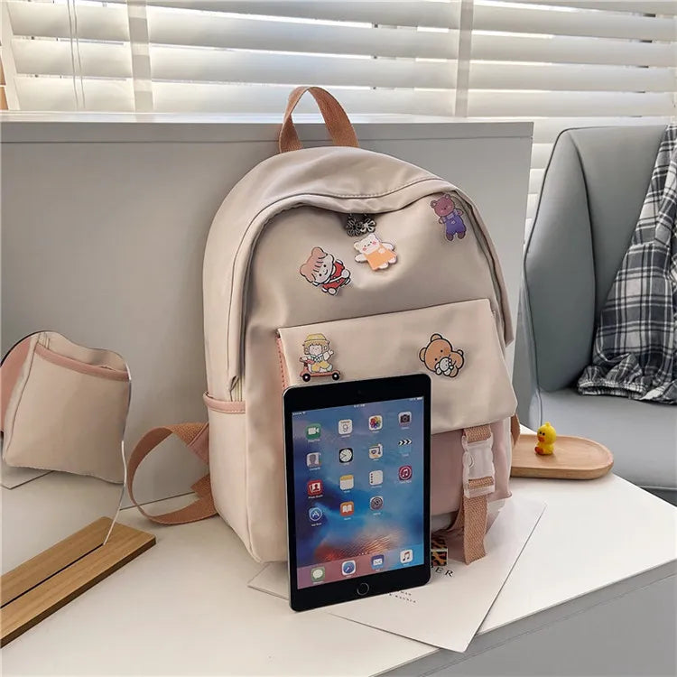 New Female Backpacks Women Cartoon High Capacity Nylon Waterproof College Backpack Trendy Women Laptop Girl Travel School Bags