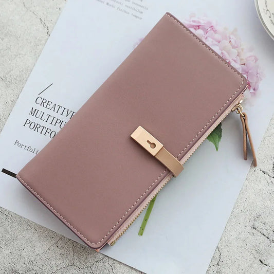 On Sales!! Women Long Section Wallets PU Leather ID holders Large Capacity Purse Solid Color Wallet Cute Bag