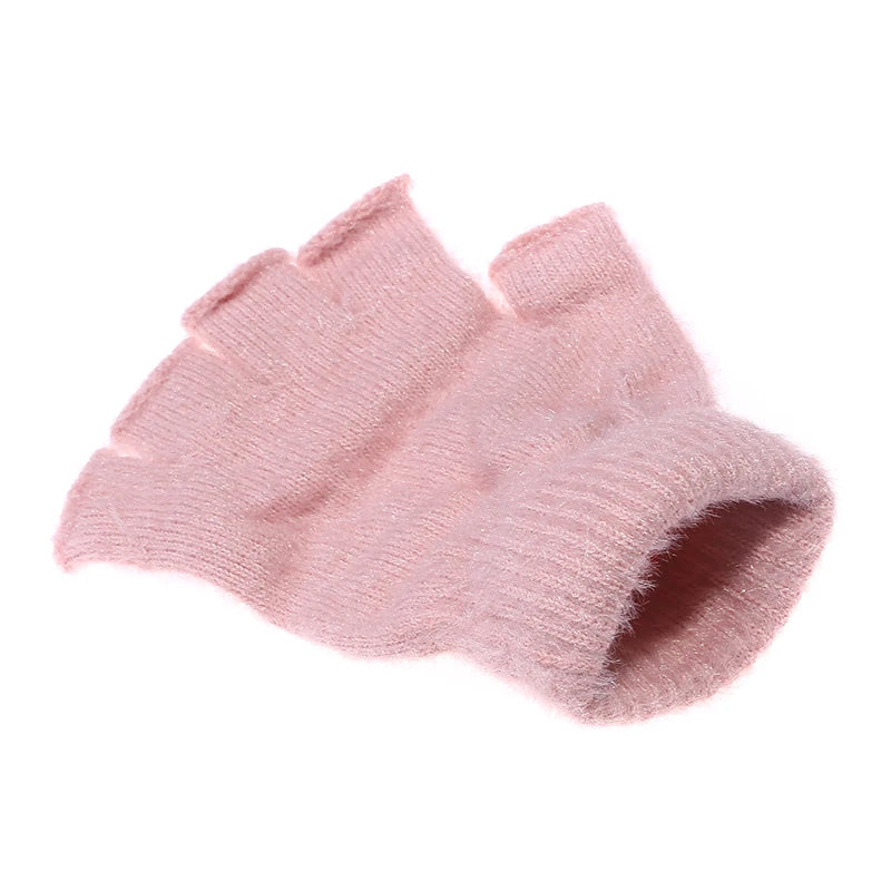 Plush Fingerless Gloves Female Winter Mitten Soft Warm Student Women Gloves Outdoor Write Mink Gloves Thickened Cold Protection