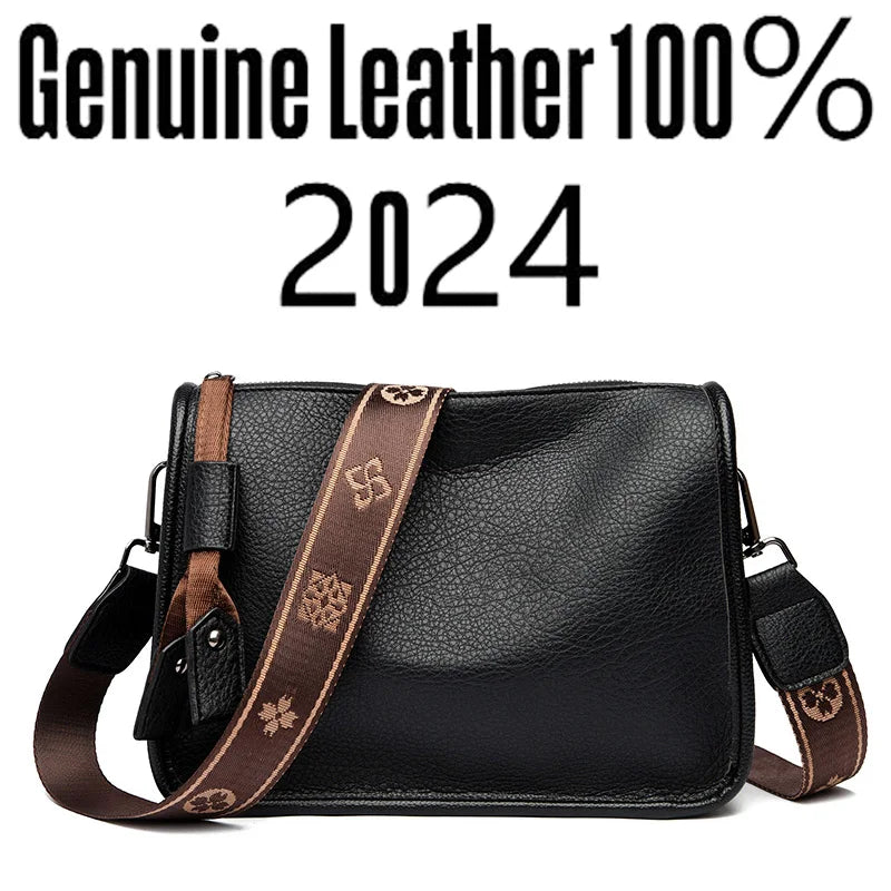 Sac fourre-tout en cuir véritable de haute qualité pour femme, sac à bandoulière de luxe en cuir de vache souple pour dames, sac messager à la mode 2024