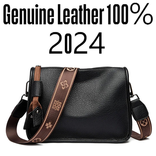 Sac fourre-tout en cuir véritable de haute qualité pour femme, sac à bandoulière de luxe en cuir de vache souple pour dames, sac messager à la mode 2024