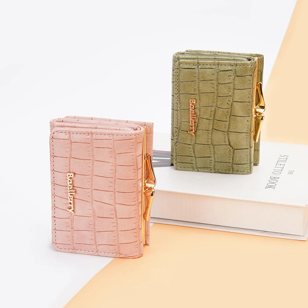 Baellerry New Women Short Wallet Brand Card Holder Simple Coin Pocket High Quality Female Purse Crocodile Pattern Women's Wallet