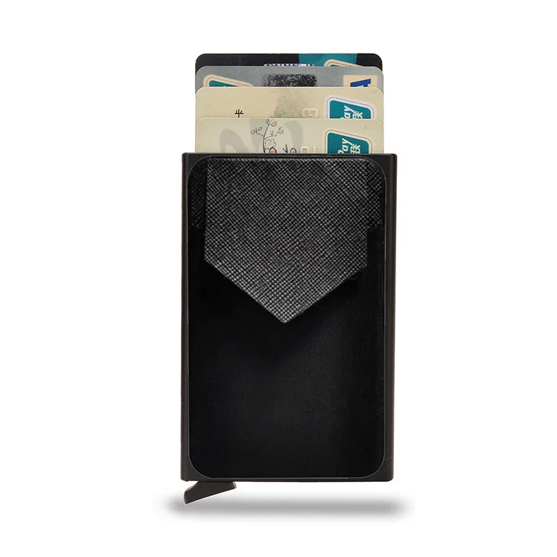 DIENQI Rfid Smart Wallet Card Holder Metal Thin Slim Men Women Wallets Pop Up Minimalist Wallet Small Black Purse Metal Vallet