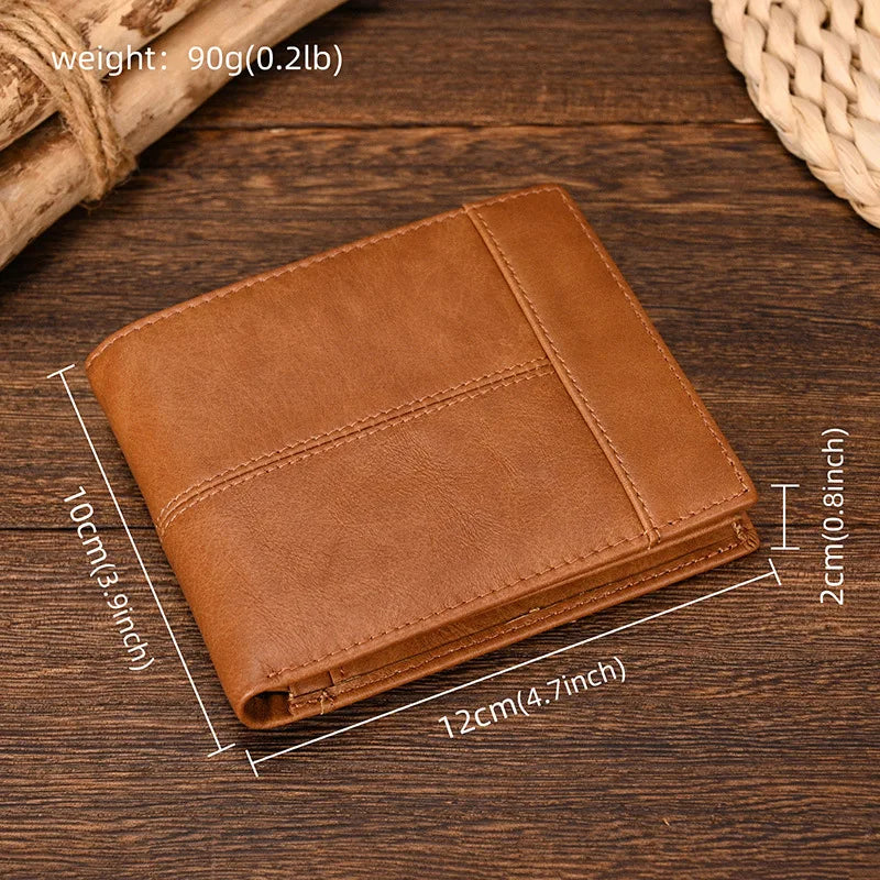 RFID Blocking Men's Business Wallet Thin Purse Male Card Holder With Zipper Coins Pocket Black Brown Male Wallets Short Coin Bag