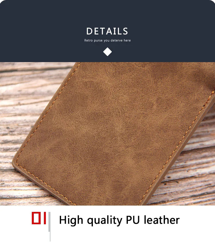 Free Name Engraving Short Men Wallets Slim Card Holder High Quality Male Purses PU Leather Small Coin Pocket Zipper Men's Wallet