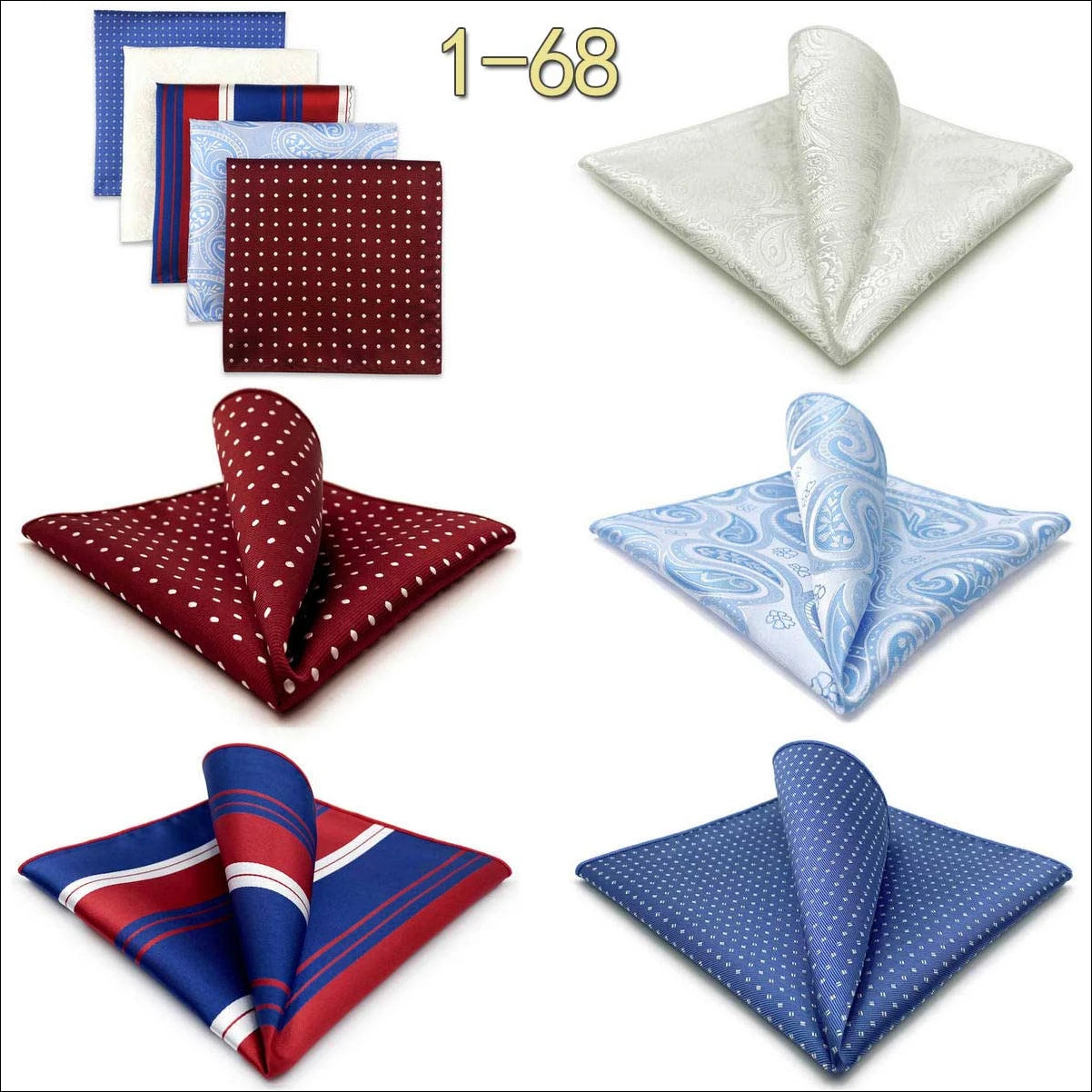 5 Pieces Mens Pocket Squares Wedding Handkerchiefs Set Fashion Formal Bundle Luxury Unique