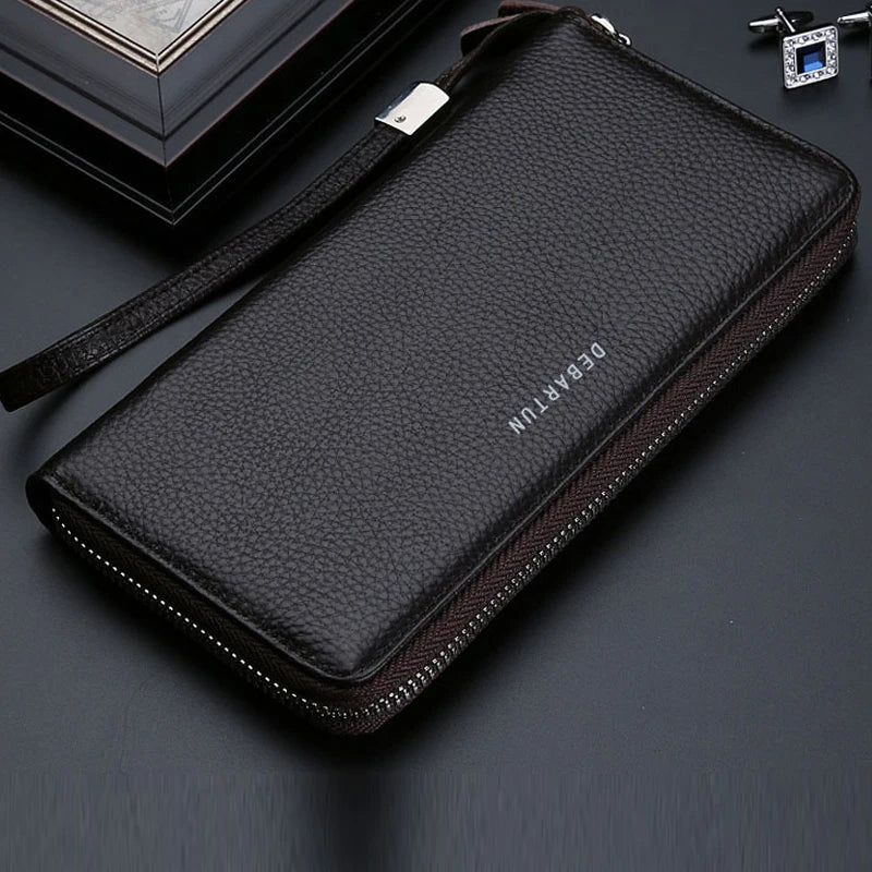 New Color Men`s Long Wallet for Men RFID Blocking Clutch Organizer Zipper Leather Business ID Credit Card Holder Purse