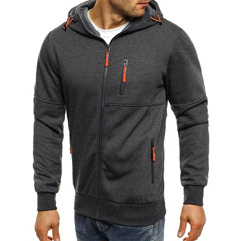 Men's Hoodies Long Sleeve Sweatshirt Zipper Design Hooded Sweatshirt for Men Clothing Sportswear Slim Fit Casual Jacket