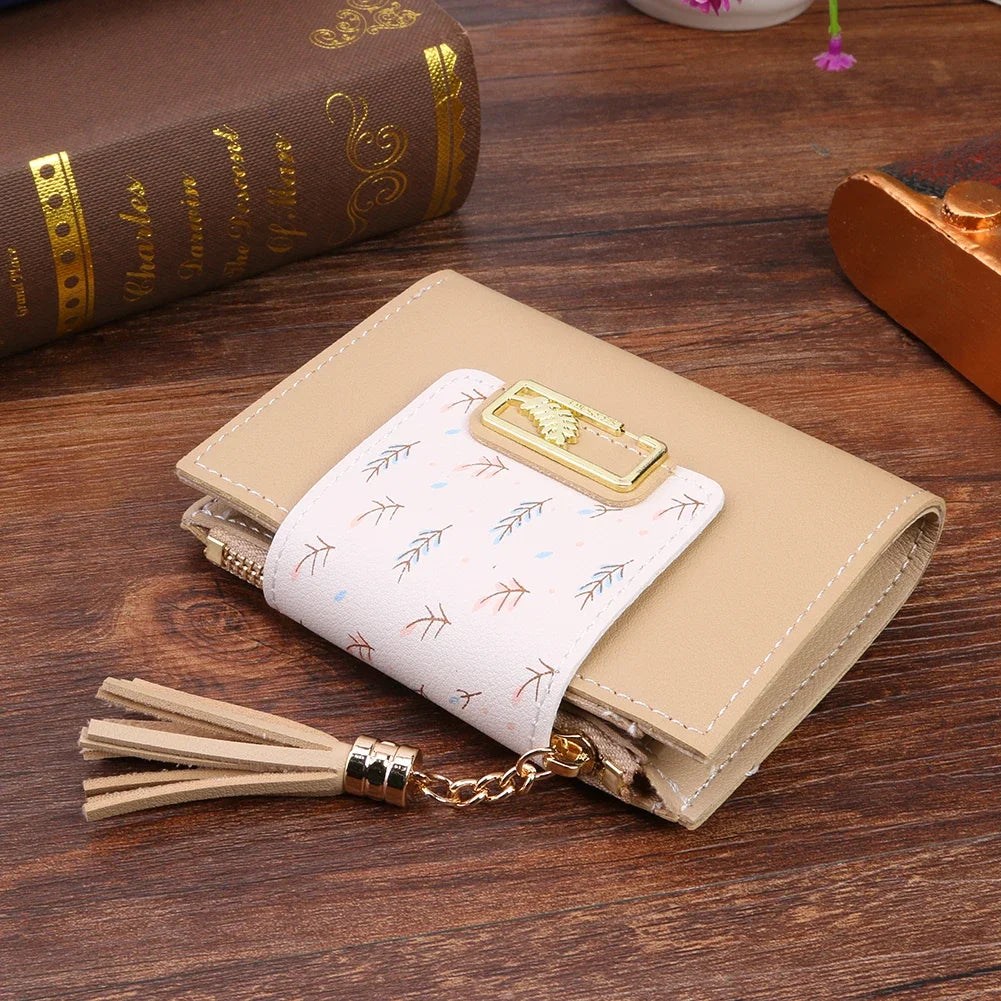 Fashion Ultra-thin Wallet Tassel Short Wallet for Woman Mini Coin Purse Ladies Clutch Small Wallet Female Pu Leather Card Holder