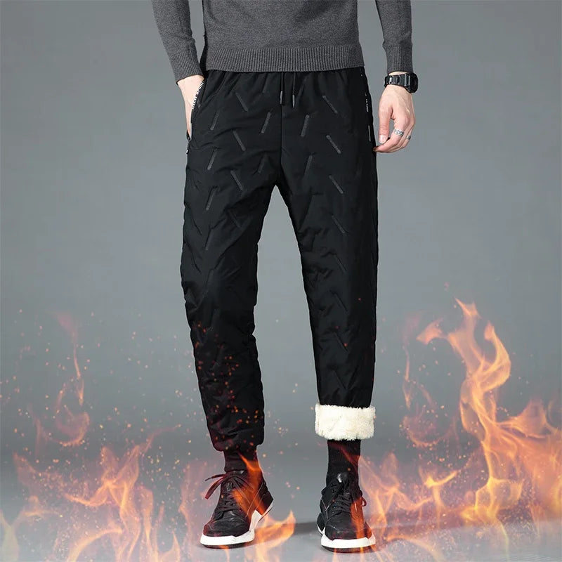 UETEEY Winter Fleece Pants Men Lambswool Thicken Warm Waterproof Trousers Male Casual Casual Thermal Man Joggers Sweatpants 2024