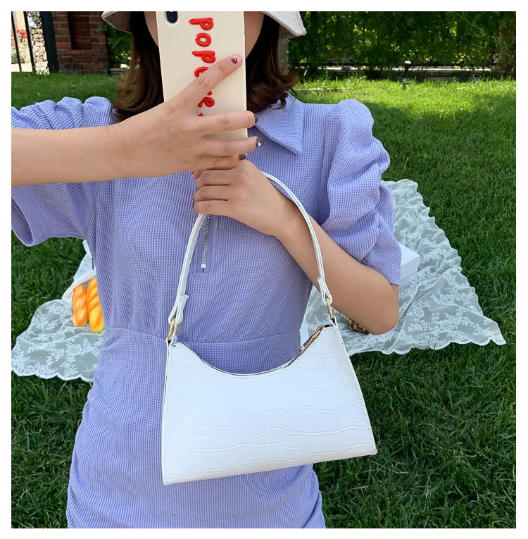 Fashion Exquisite Shopping Bag Retro Casual Women Totes Shoulder Bags Female Leather Solid Color Chain Handbag