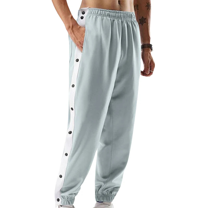 Men Sweatpants Fashion Sportswear Drawstring Straight Track Pants Casual Loose Trousers Mesh fabric Breathable quick drying