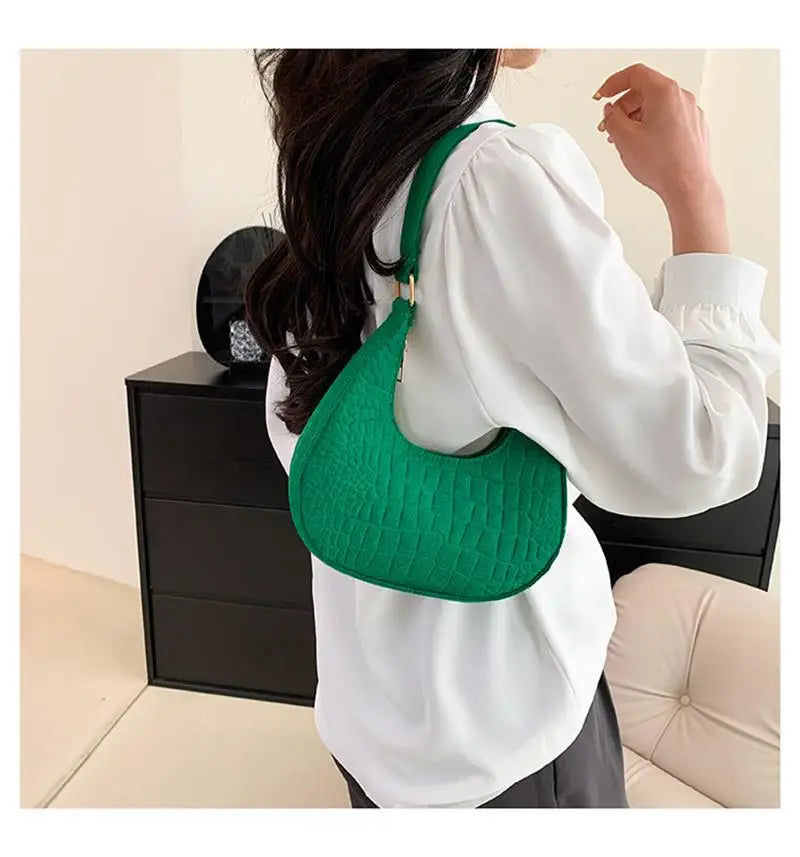 Temperament Handbag Casual Trendy Stone Pattern Shoulder Bag New Single Shoulder Design 2023 Winter Fashion Women'S Underarm Bag