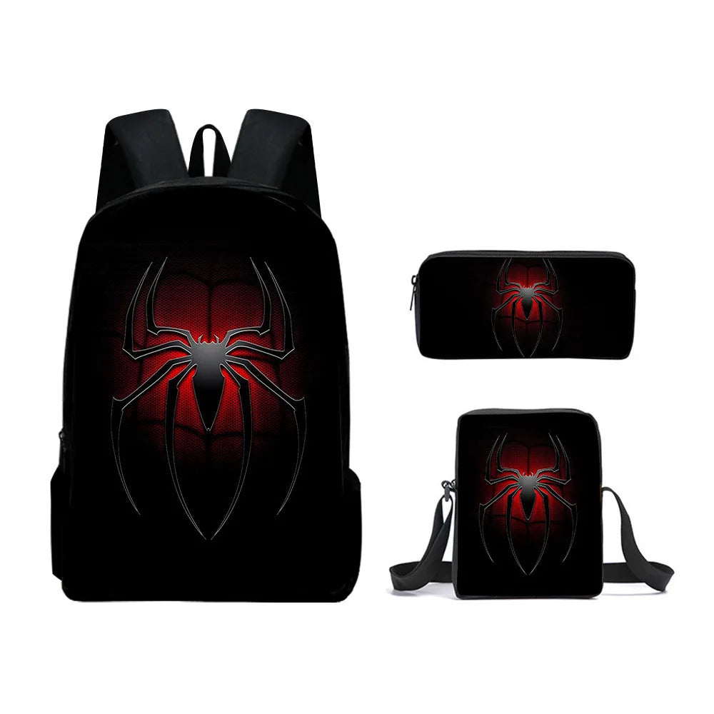 Spidermans Backpack Three Piece Set for Elementary School Students Cartoon Backpack for Boys Backpack Fashion Super-heros Style