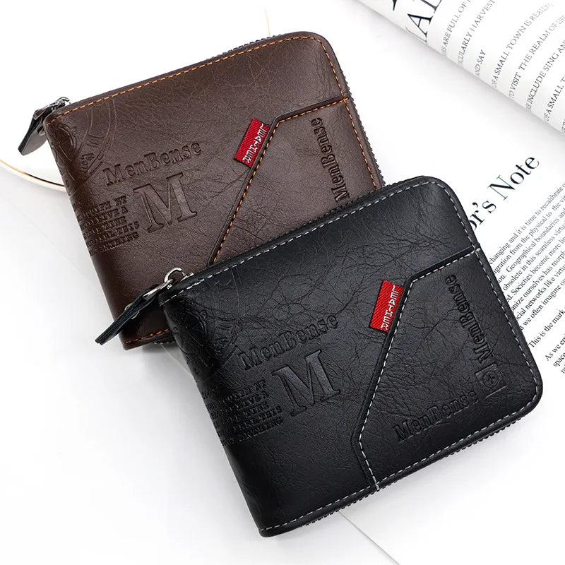 New High Quality Zipper Men Wallets Brand Card Holder Classic Male Wallet  Photo Holder Coin Pocket Men's Purses