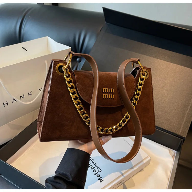 Metal Letter Designer Brand Handbags Top Handle Luxury Shoulder Bags Solid Color Elegant Crossbody Bags Fashion Bags For Women