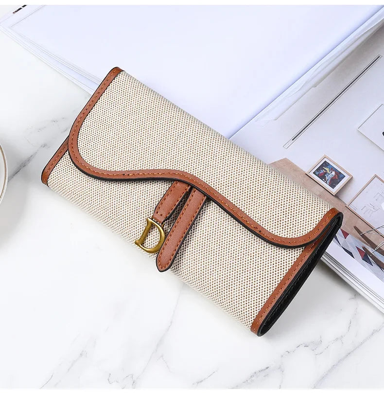 Retro Wallet Women's Long Large Capacity Buckle Multi Carda Multi Functional Trifold Handbag Card Wallets Coin Purse Cute Wallet