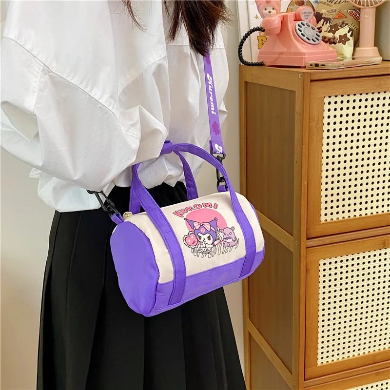 Stitch Canvas Bucket Bag Cute Cartoon Handbag Casual All-match Crossbody Bag Portable Anime Satchel Tote Women Fashion Backpacks