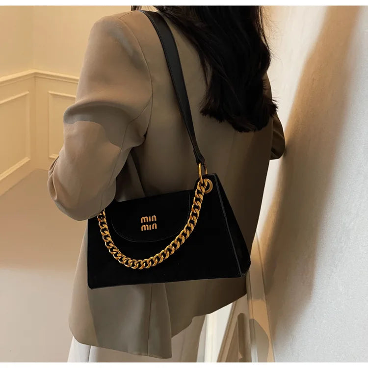 Metal Letter Designer Brand Handbags Top Handle Luxury Shoulder Bags Solid Color Elegant Crossbody Bags Fashion Bags For Women