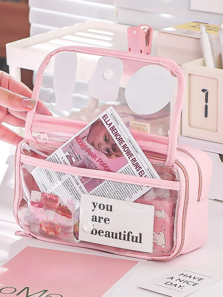 Transparent Pencil Case Lnstagram Style Niche Powerful Stationery Box Good Quality for Elementary School Students Boys and Girls