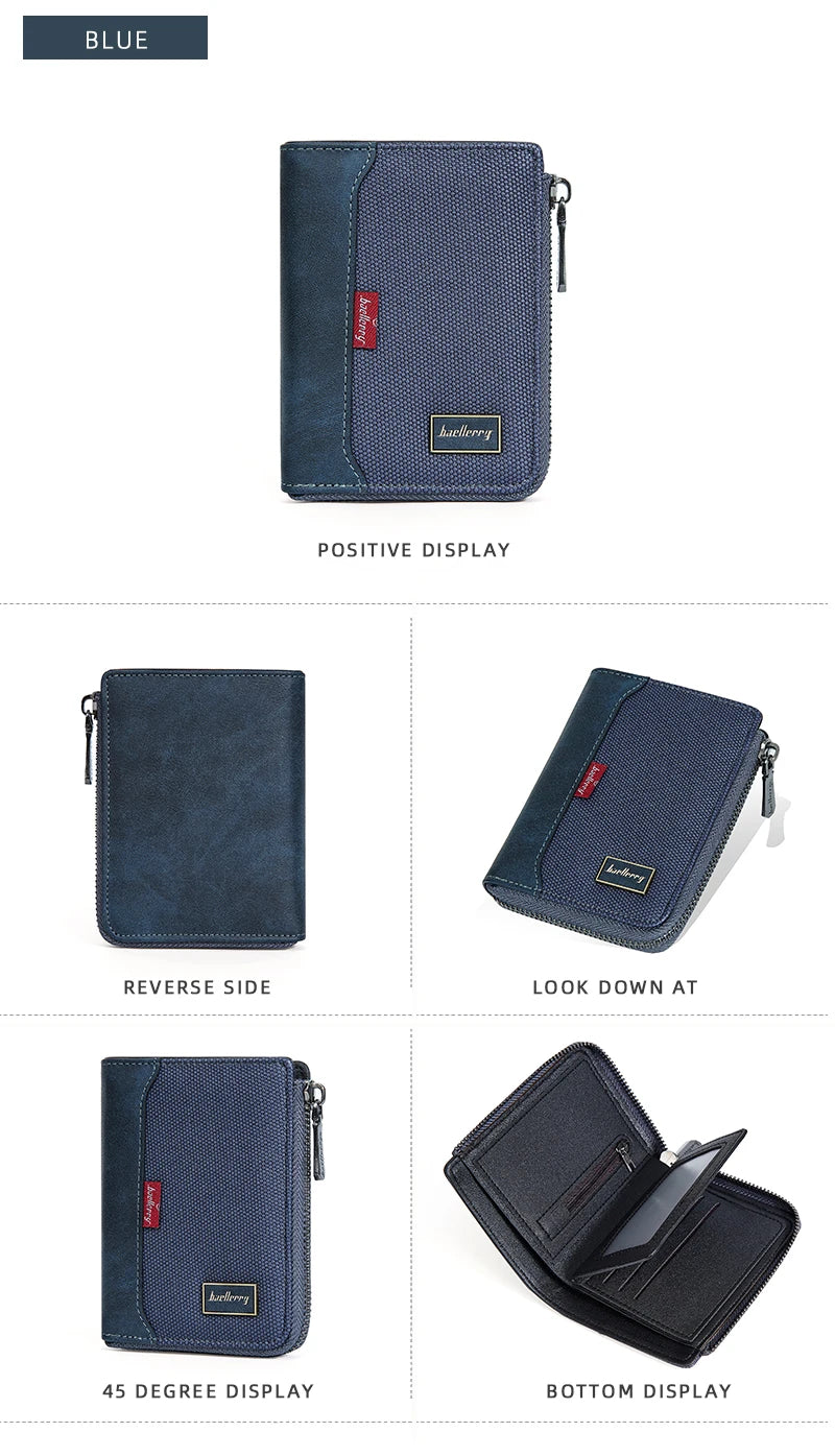 Baellerry RFID Simple Short Men Zipper Wallets Luxury Brand Card Holder Male Wallet Photo Holder Coin Pocket Man Purses