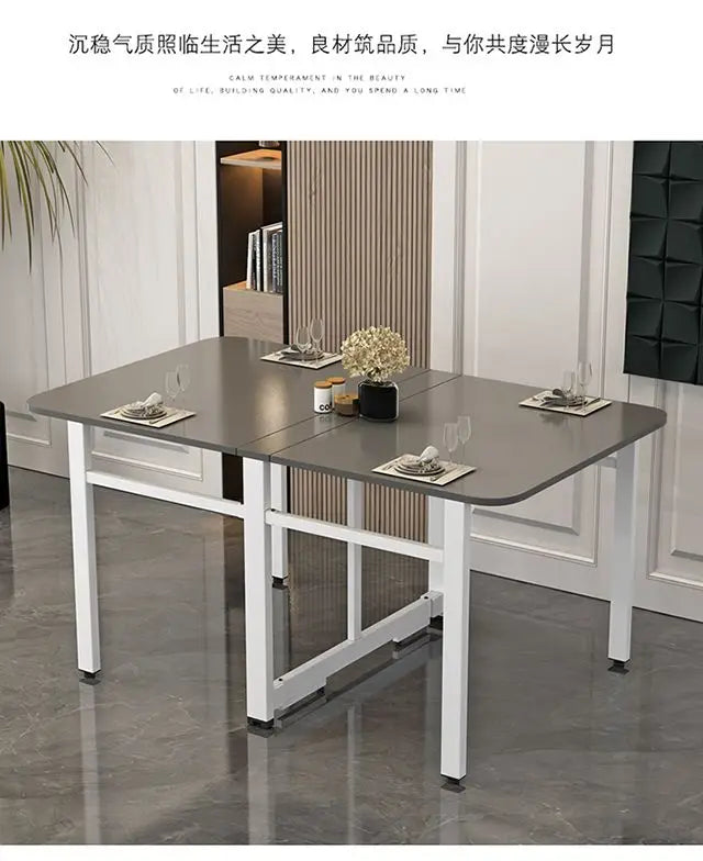 Folding Table, Solid Wood, Ultra-thin, Small Household Type, Installation Free, Simple Dining Table, Retractable, Mobile, Multi