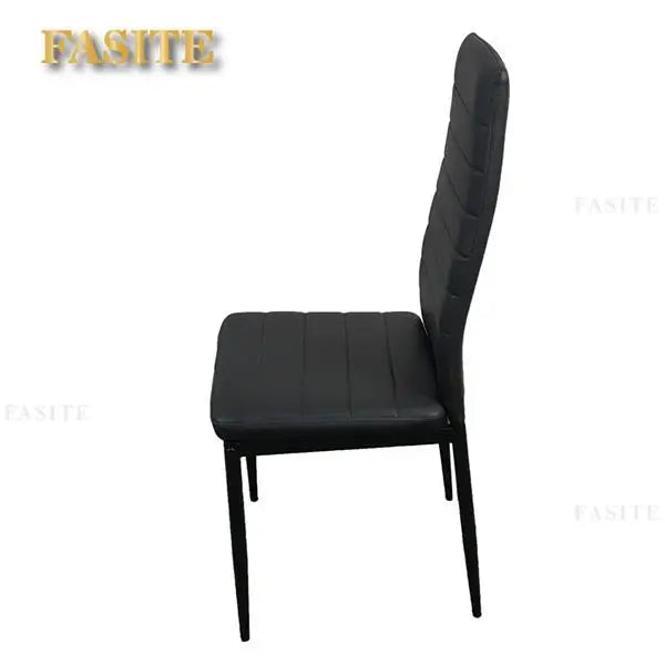 Dining Table Chairs Set Include 1 2-Layer Square Tempered Glass Dining Table + 4 Elegant High Backrest Dining Chairs Black