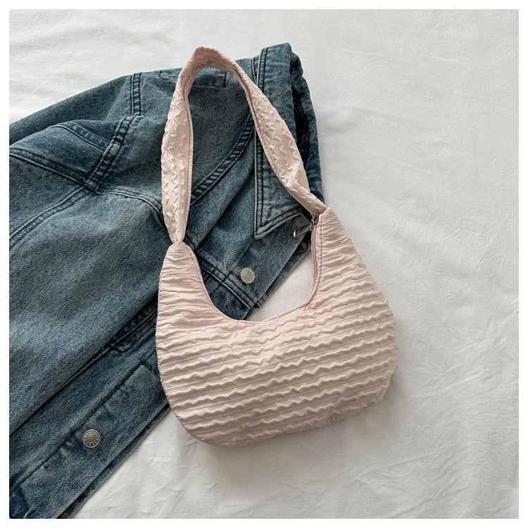 2023 Korean Version Soft Women Shoulder Bag Casual Simple Handbags Designer Artistic Style Underarm Bag Sweet Dumplings Bag