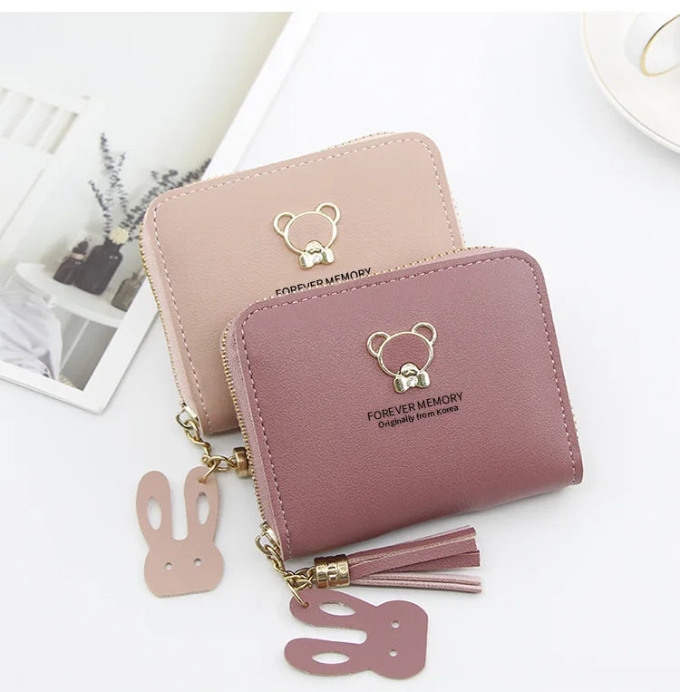 2022 Short Women Wallets Mini Cute Coin Pocket Card Holder Name Engraved Female Purse New Fashion Kpop Small Wallet For Girls