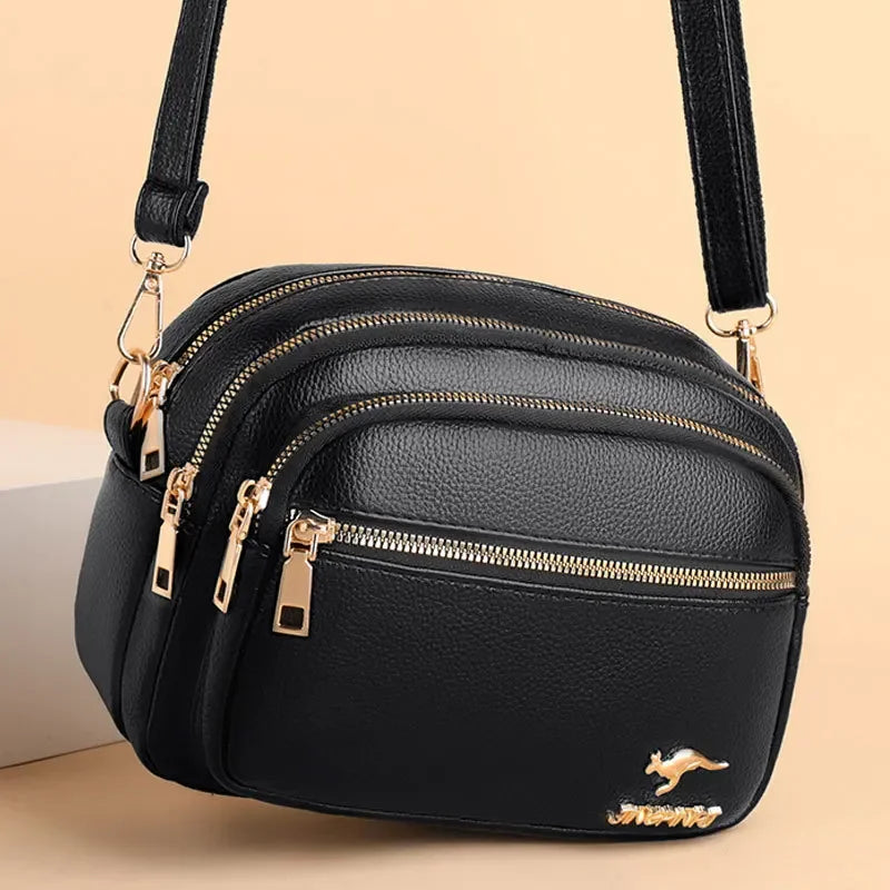 Sac à main en cuir souple de haute qualité pour femme, sac messager à bandoulière tendance, sac multi-poches résistant à l'usure, sac à main de luxe pour femme