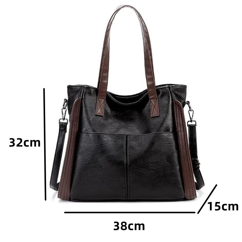 Large Capacity Handbags Women Soft Leather Shoulder Crossbody Bag Ladies Bucket Bags Retro Tote Luxury Satchel Handbag and Purse