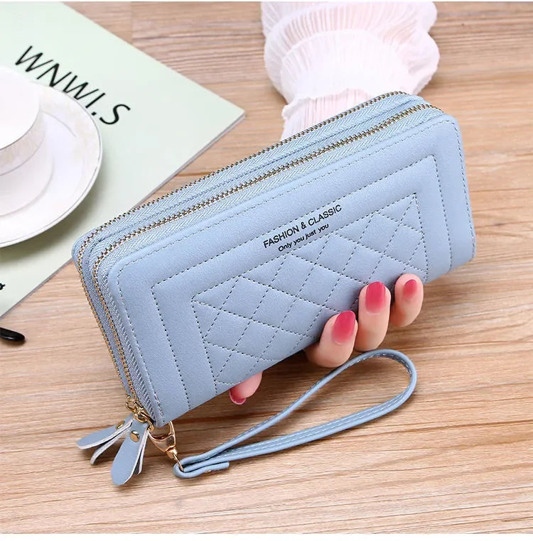 Long Wallet for Women Female Tassel Coin Purse Card Holder Wallets Double Zipper PU Leather Clutch Bags Luxury Money Phone Bag