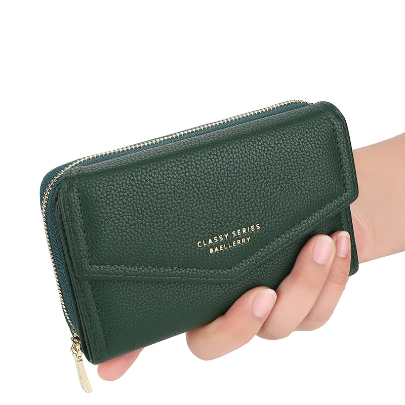 Baellerry Women Wallets Fashion Medium Women's Leather Wallet Top Quality Card Holder Black Coin Purses Green Wallets for Women