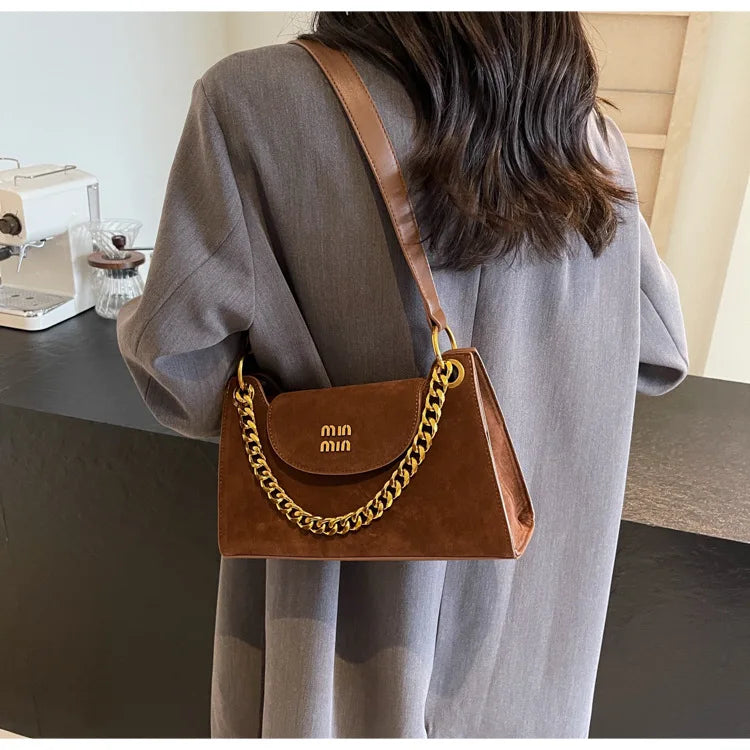 Metal Letter Designer Brand Handbags Top Handle Luxury Shoulder Bags Solid Color Elegant Crossbody Bags Fashion Bags For Women