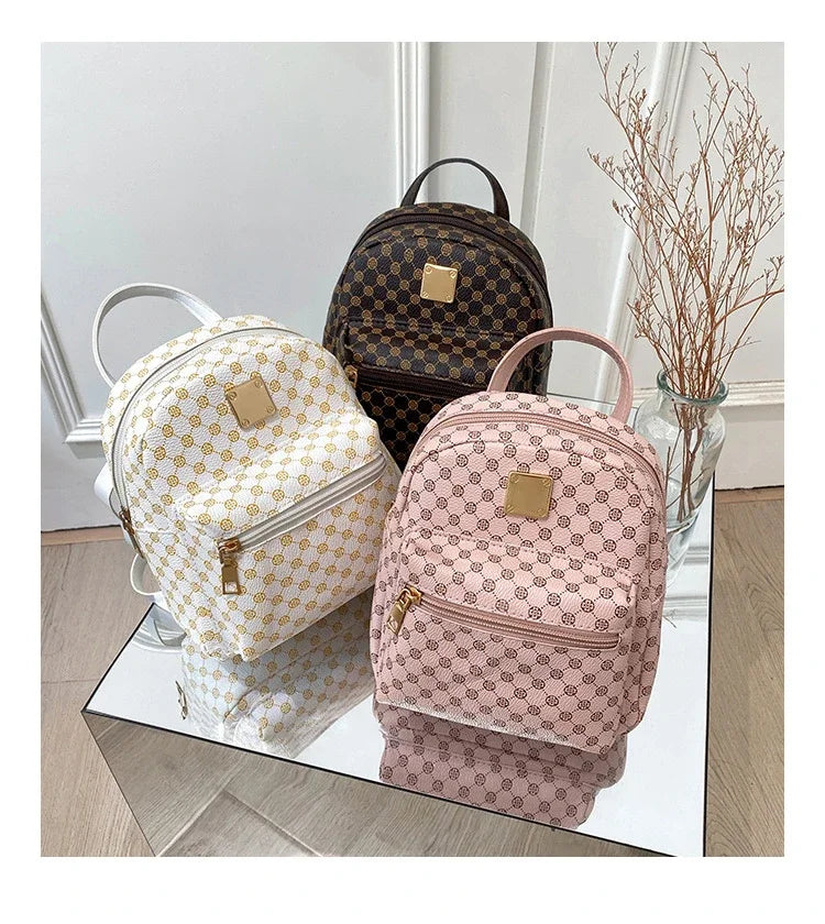 2024 New Fashion Casual Women Mini Backpack Luxury Pu Leather Small Bag School Girl Backpacks style Ladies Cute Travelling