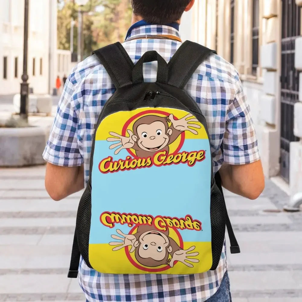 Customized Curious George Backpacks Women Men Casual Bookbag for School College Monkey Bags