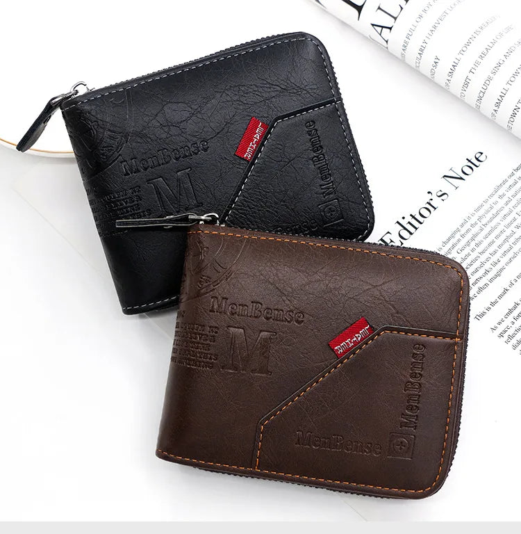 New High Quality Zipper Men Wallets Brand Card Holder Classic Male Wallet  Photo Holder Coin Pocket Men's Purses