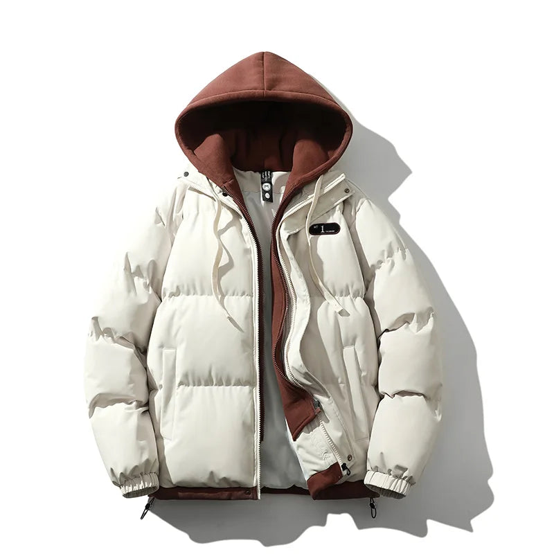 Veste chaude d'automne et d'hiver 2024, mode décontractée 2 en 1, manteau coupe-vent à capuche en coton pour vélo, coupe-vent d'extérieur pour couple simple